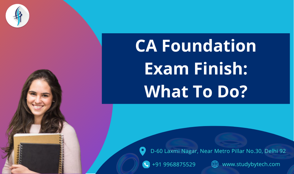 CA Foundation exam: A determined student at their study desk contemplates the future. The caption asks, 'CA Foundation Exam Finish - What to do?'—capturing the pivotal moment of transition and planning.