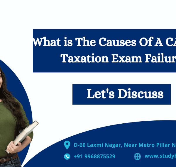 A visual representation of factors contributing to CA Inter Taxation exam failure. Explore causes, solutions, and StudyByTech's supportive approach for success.