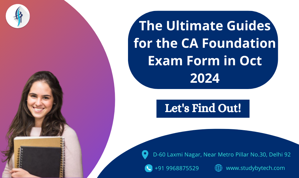 computer screen displaying the CA Foundation exam registration portal for CA Foundation exam Form October 2024. A person's hand is seen filling out the form online with a pen in hand.